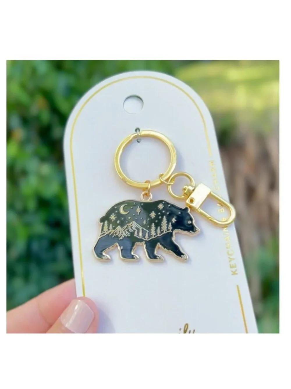 Celestial Bear Keychain Bag Charm Hand-Painted Hard Enamel Zinc Alloy Wildlife